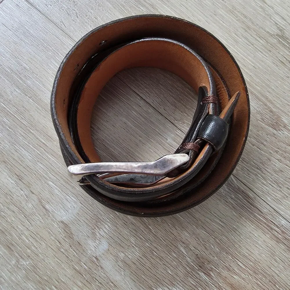 Martin Dingman Dark Brown/Black Leather Dress Belt 100/40 Minimalist Casual